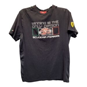 Official Ferrari 'Winning is the Only Option' Black Graphic T-Shirt - Size M